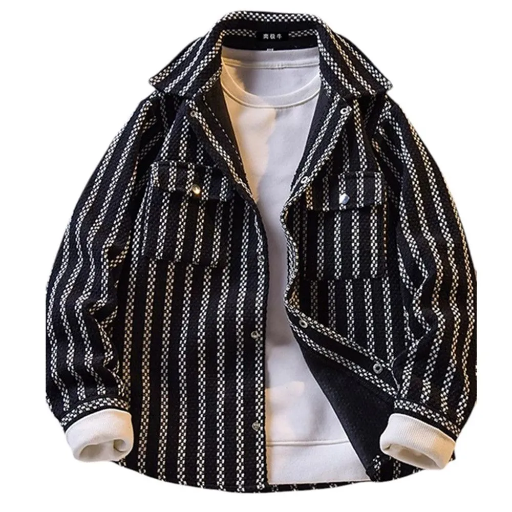 Jackets For Men Spring Autumn 3/4 Sleeve Men's Jackets -Black & White