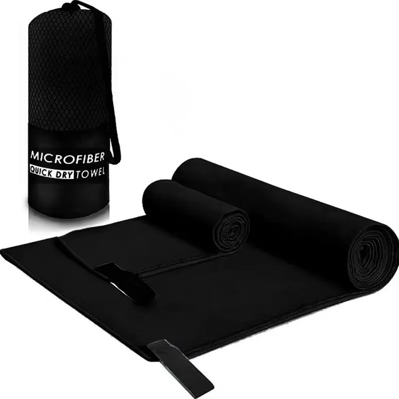 ZELTRYN Microfiber Quick Dry Sports Towel Set (2 Sizes) - Black