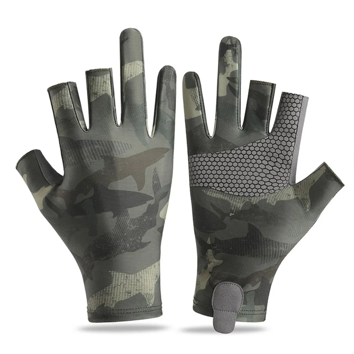 Fishing Gloves Boating Cycling Outdoor Gloves Fingerless Non-Slip Gloves - Green