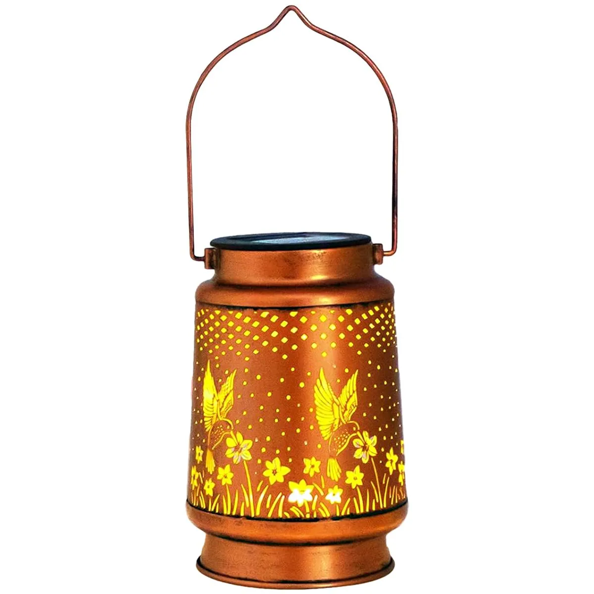 Hummingbird Solar Lantern, Metal Waterproof LED Decorative Outdoor Light