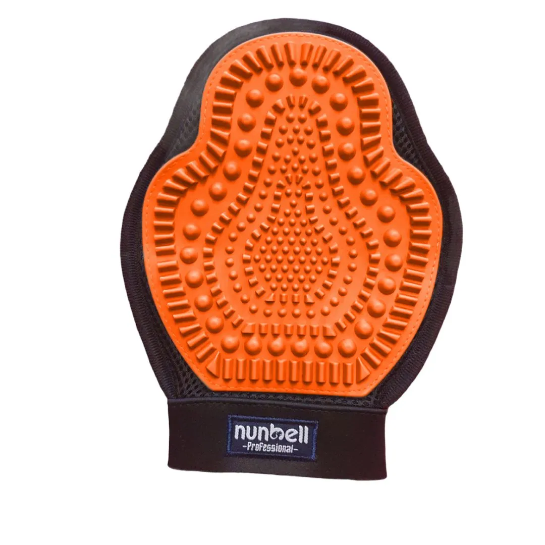 Nunbell Grooming / De-Shedding / Bathing Glove For Cats and Dogs - Orange