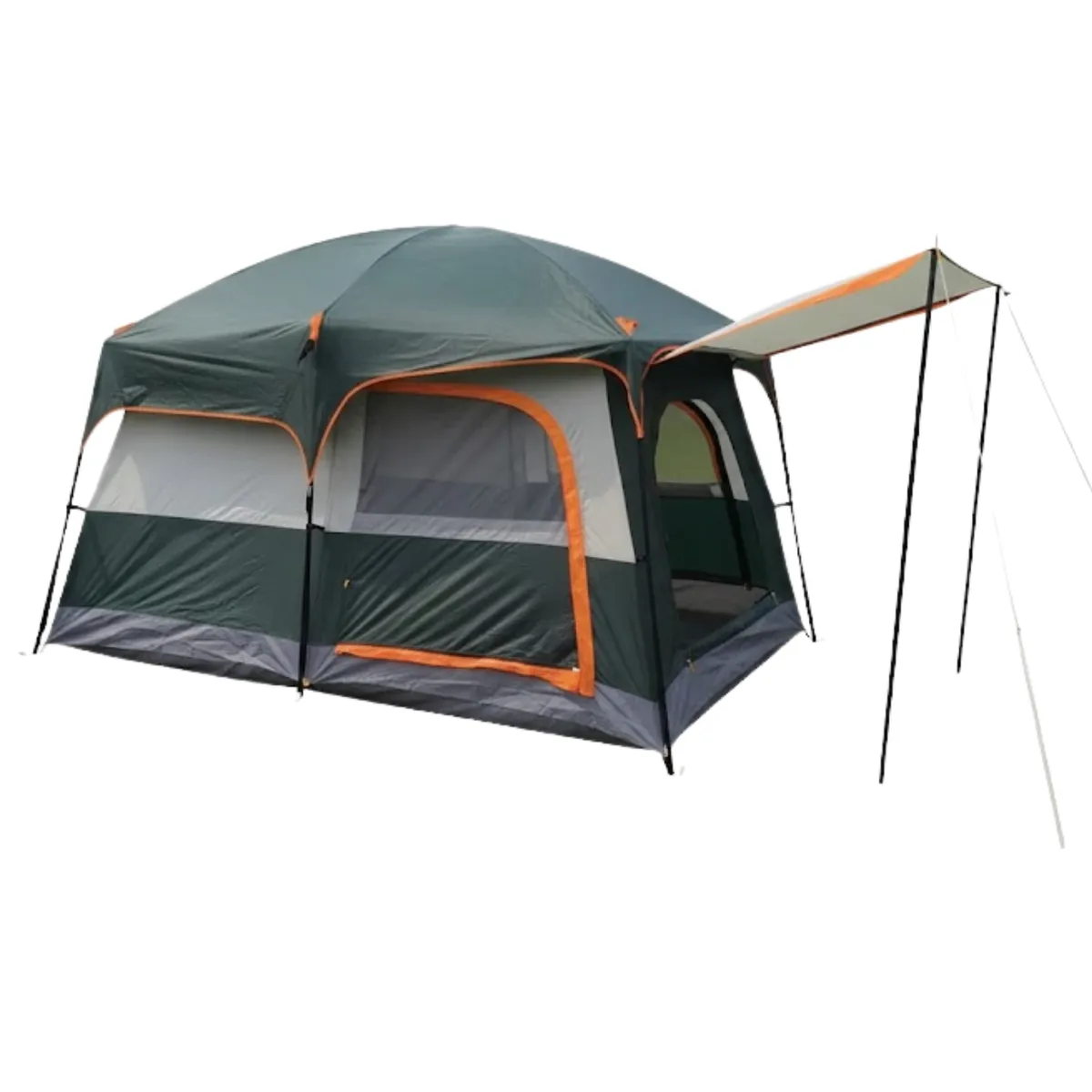 6-Person Family Cabin Tent - Waterproof 3-Door Design with Mesh Windows