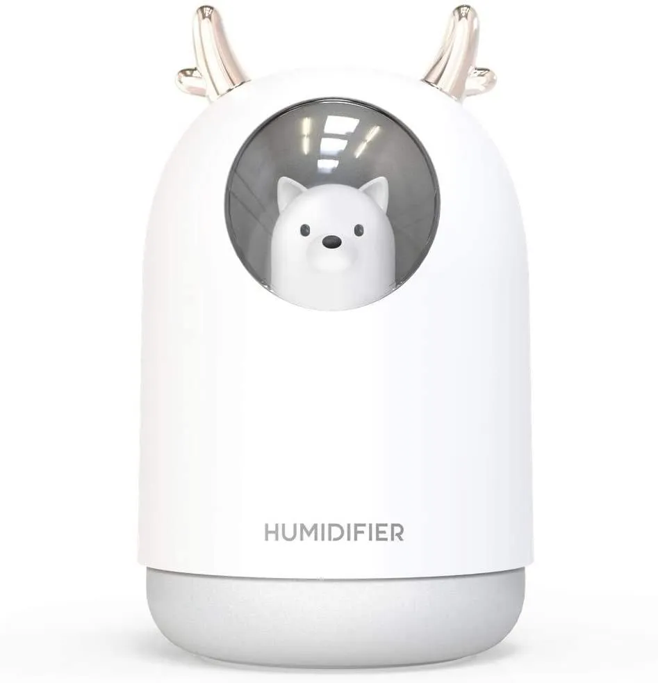 USB Cute Puppy Air Humidifier Aromatherapy Home Office Mist - White
