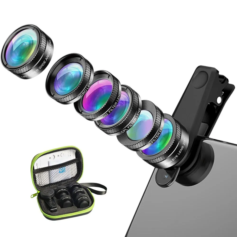 6-in-1 Smartphone Camera Lens Kit with Fisheye, Wide Angle & Filters