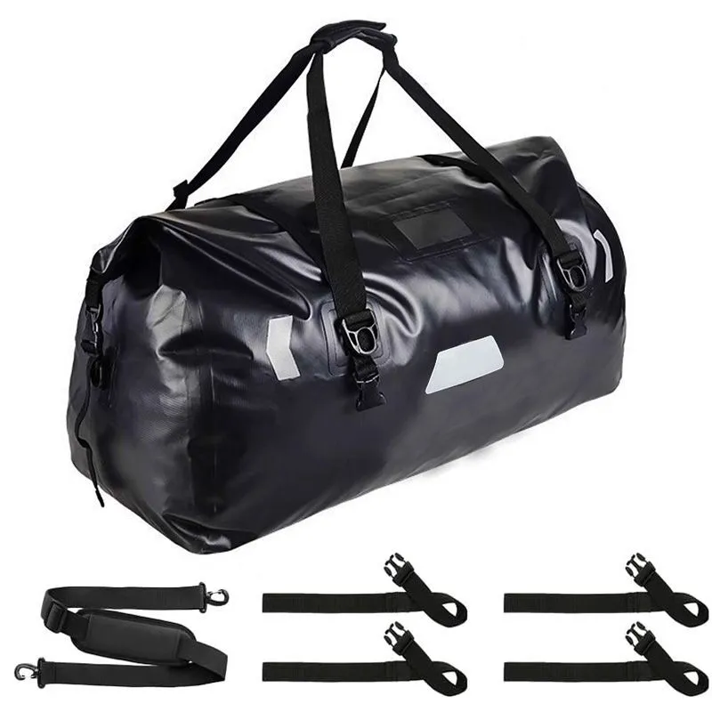 46L Motorcycle Luggage BagTravel Backpack Waterproof Rear Seat Capacity - Black