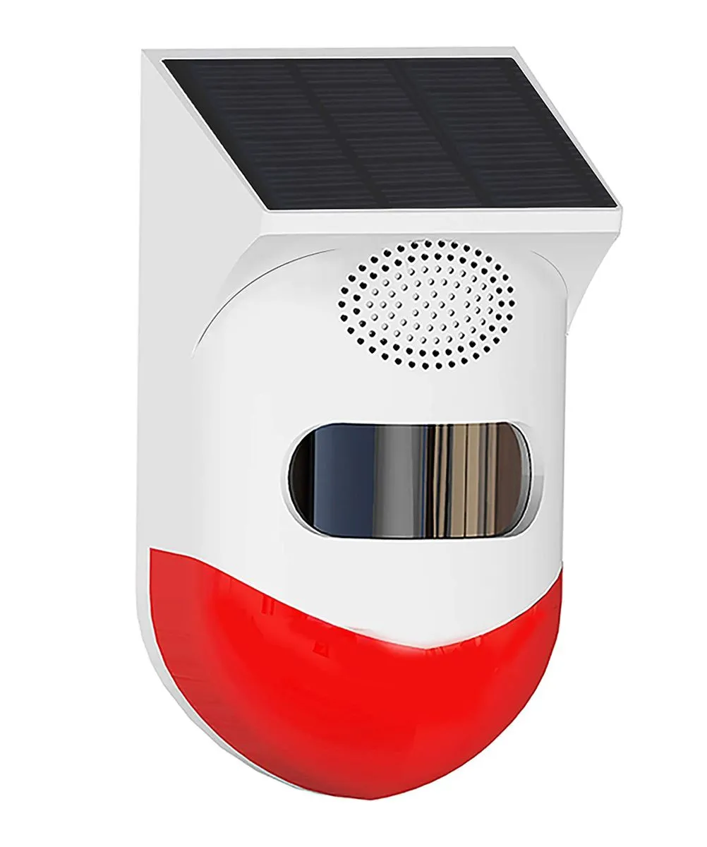 PIR Outdoor Solar Alarm with Remote Control-white