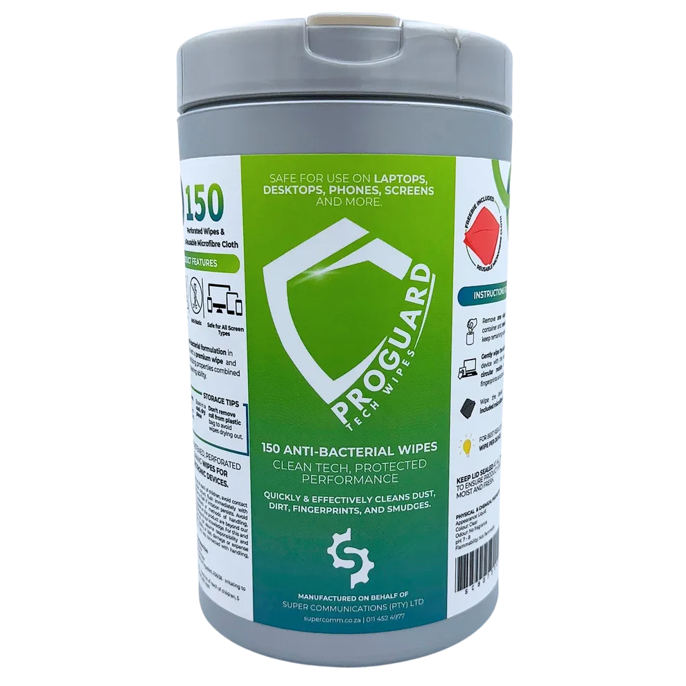 ProGuard Anti-Bacterial Device Cleaning Wipes + Reusable Microfibre Cloth