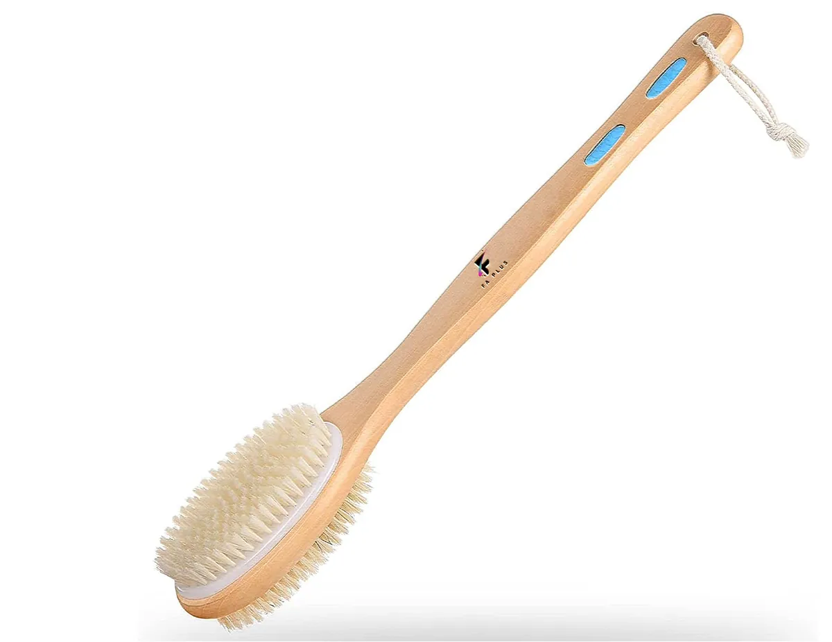 FA PLUS 44CM Shower Bath Brush Long Handlewith Soft and Stiff Bristles,
