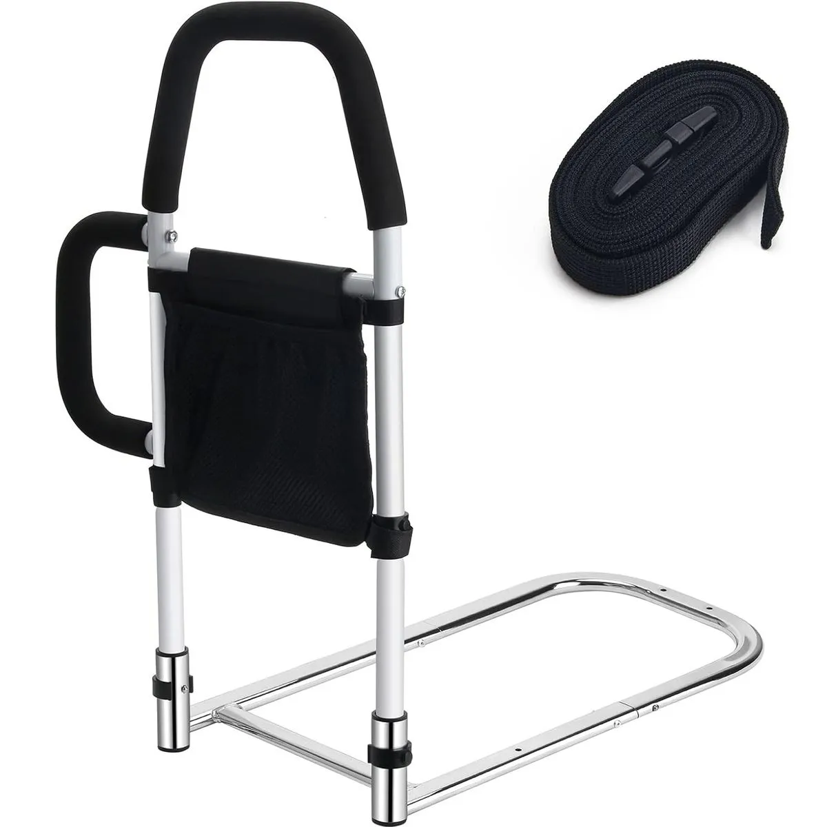 Safety Bed Rails for Elderly Adults with 2 Grab Bars Fall Guard for Bed