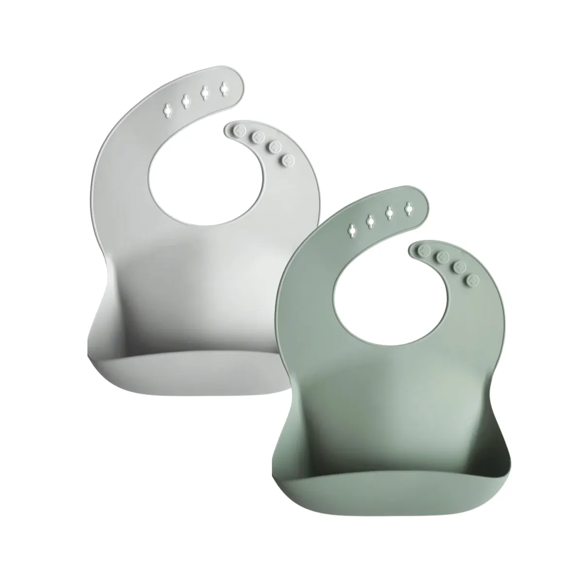 Silicone Baby Bucket Bib Set of 2- Cool Grey & Army Green