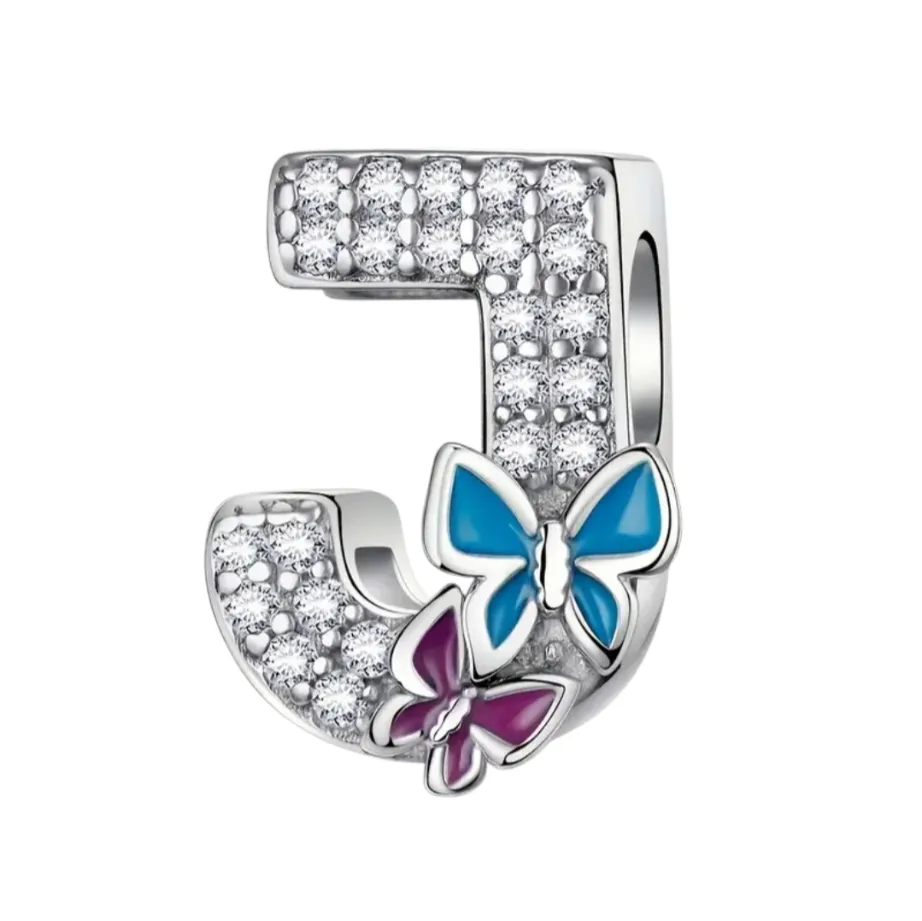 S925 Sterling Silver A-Z Alphabet Charm /Pendant for Jewelry - Letter J