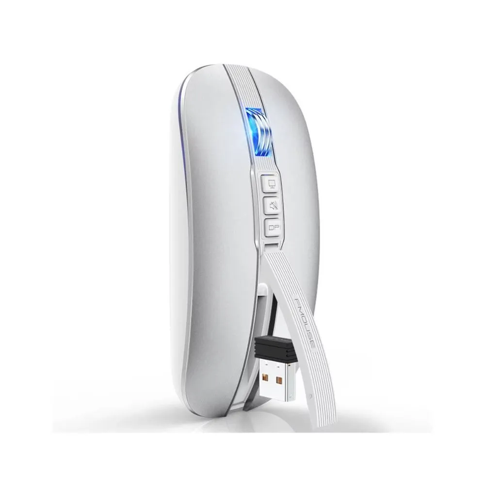 Ergonomic Nano Receiver Wireless Optical Multicolor LED Backlight - Silver