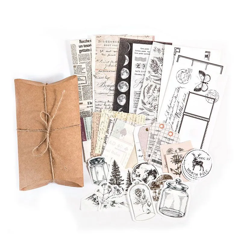 Scrapbooking Monochrome Paper and Sticker Supplies Pack - 30 Pieces