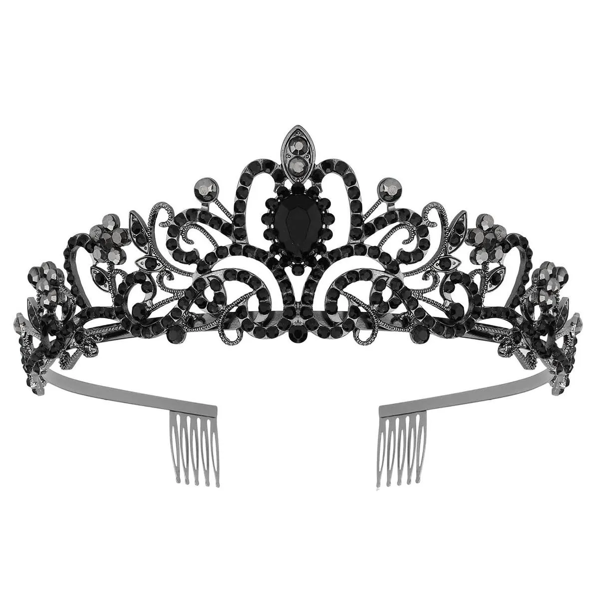 Tiara Crown Crystal Tiara for Bridal Prom Queen Birthday Wedding Party - Black