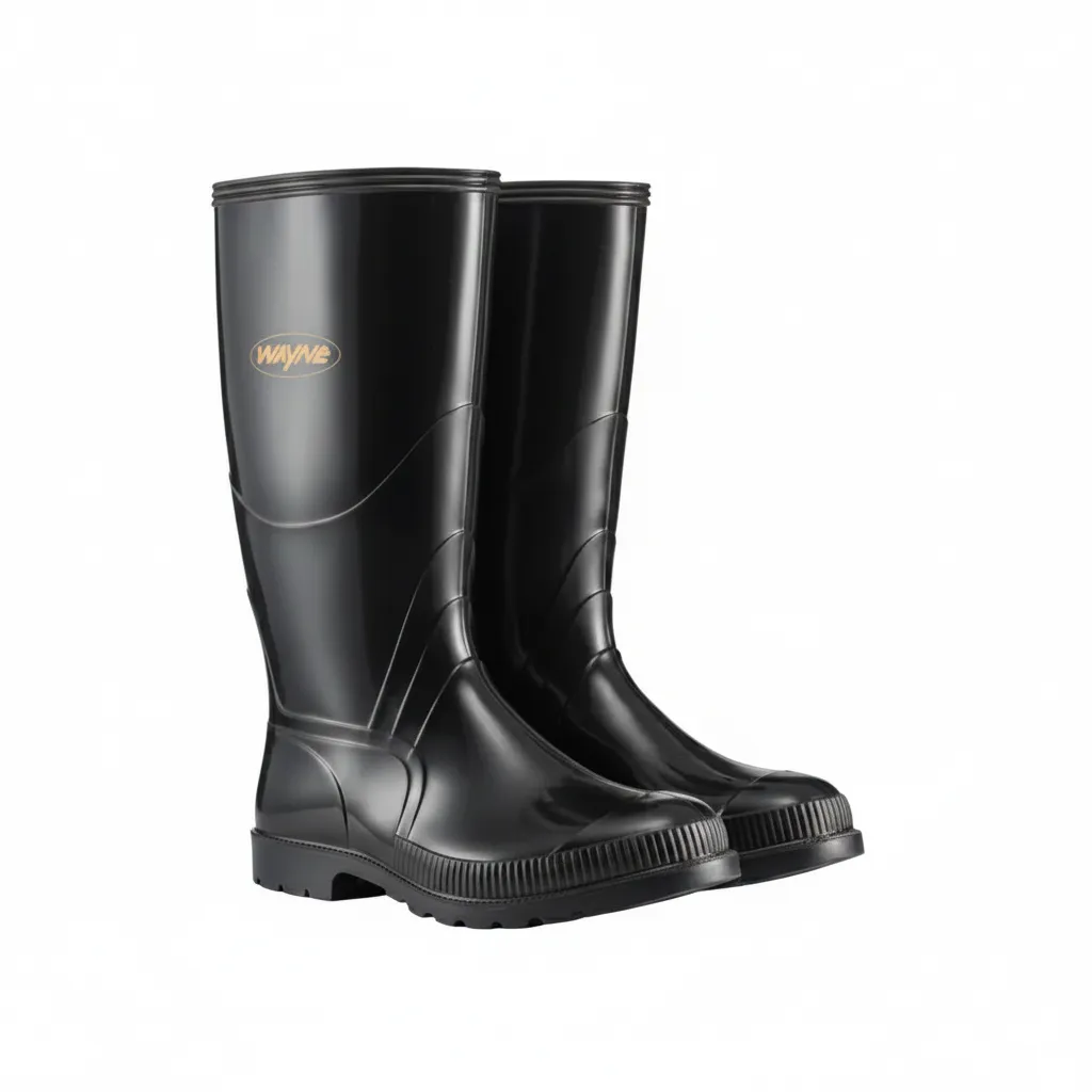 Gumboots Men's Knee-Length Black PVC Waterproof Boots - 2 Pack