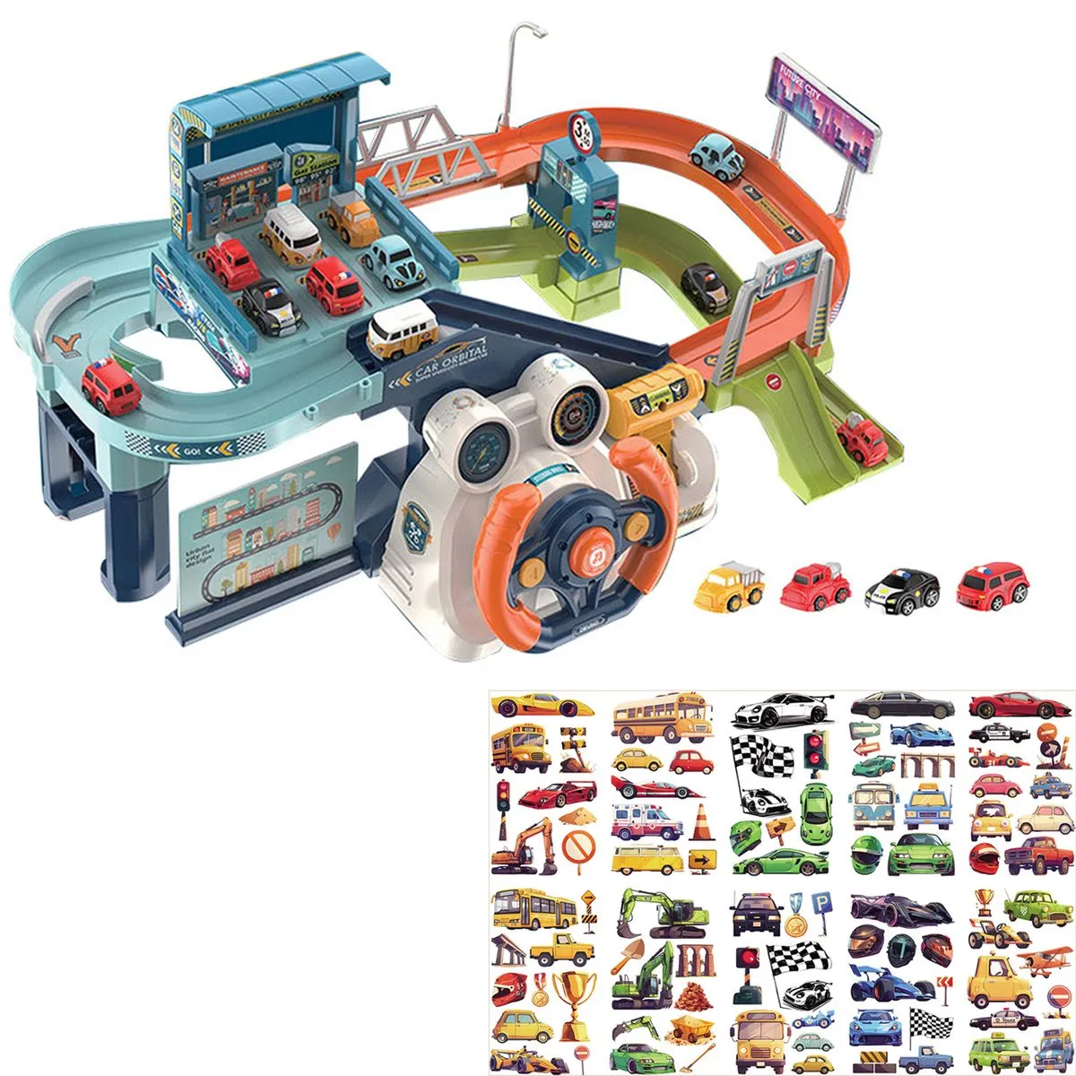 Race Tracks Car Adventure Toys,Toddler Educational Toy & Stickers,Boy Gifts