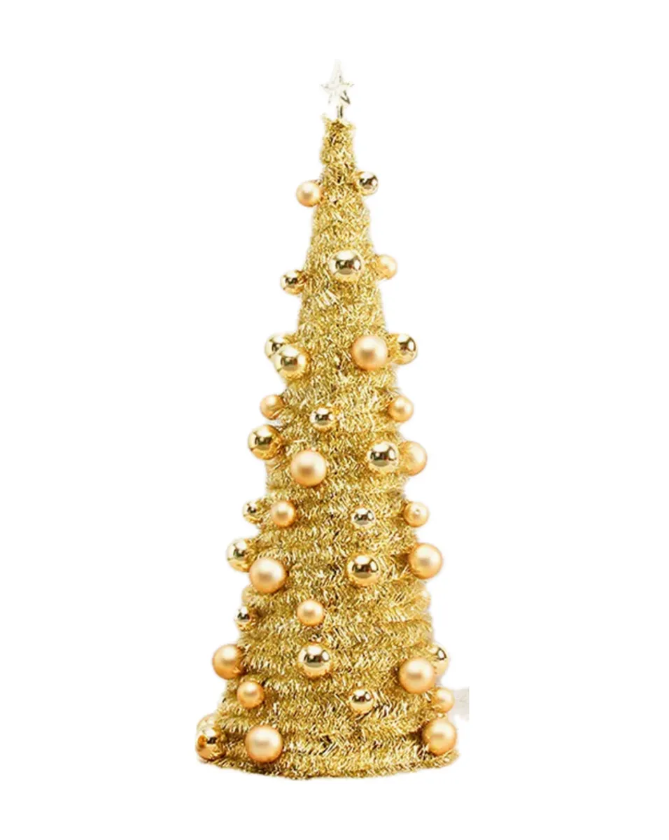 Collapsible 1.2m Christmas Tree with Baubles - Gold