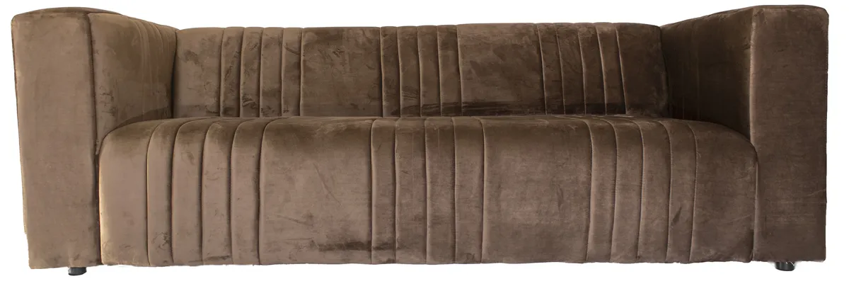 BROWN 3-SEATER COUCH-VELVET-2250mm