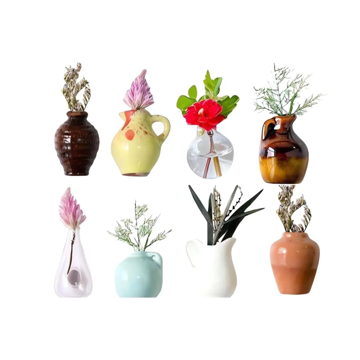 Mini Resin Vase Fridge Magnets Set for Home Kitchen and Office Decor Use