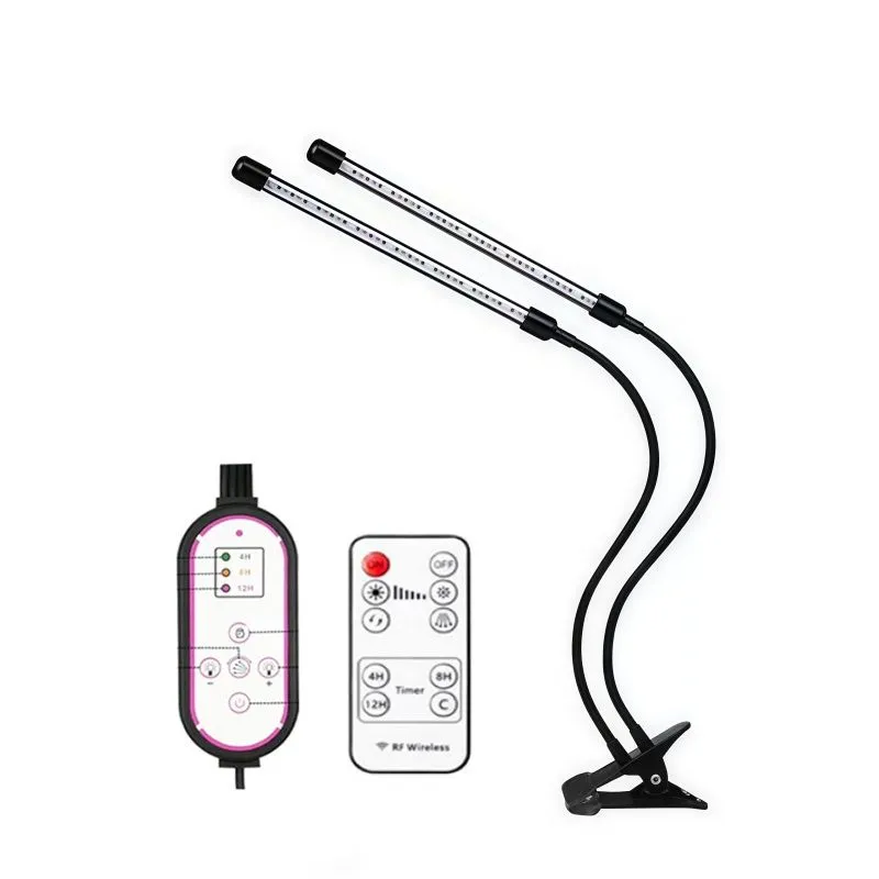 LED Plant Growing Light with Adjustable Gooseneck,2 Tubes,Warm & White