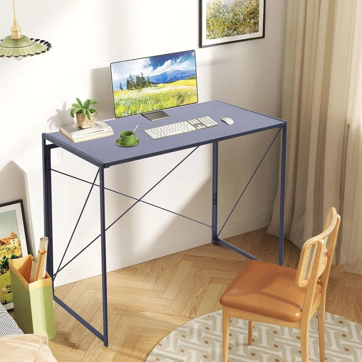 Folding Computer Desk Portable Office Workstations Study Table Gaming Desk - Black