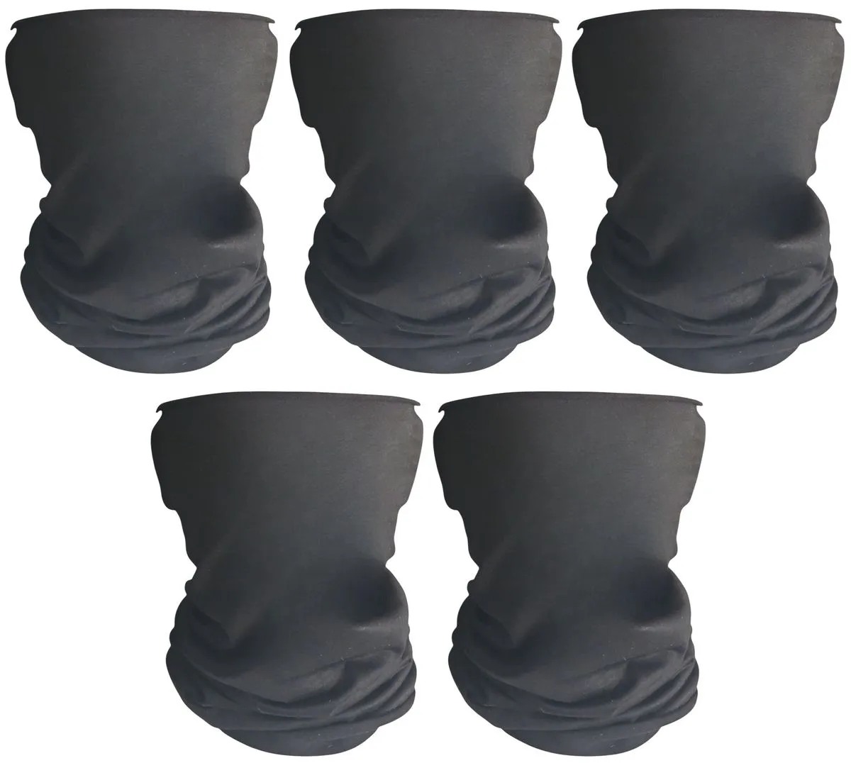 Neck Face Gaiter Multifunctional Head Neck Wear - 5 Pack Combo - Black