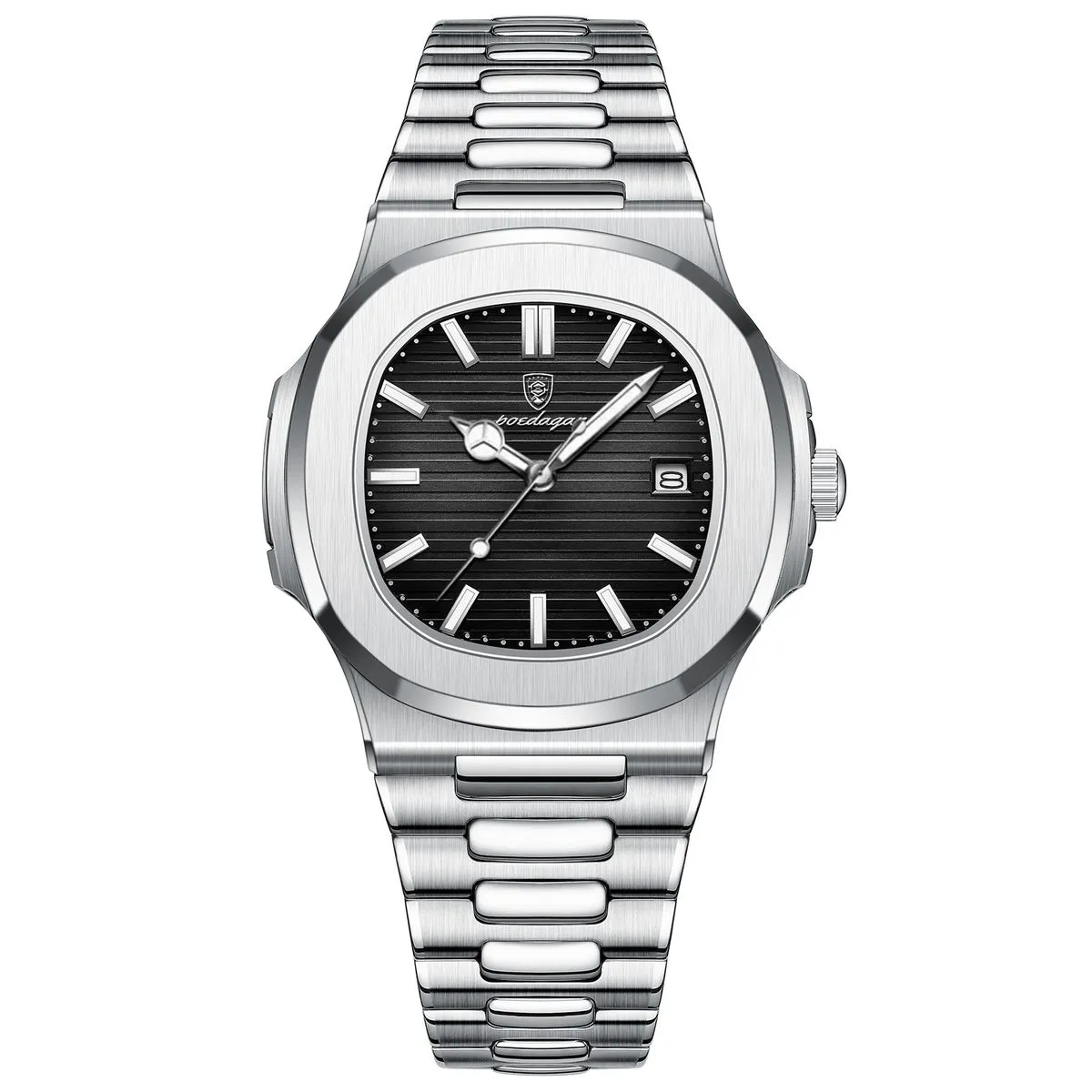 Poedagar Fashion Men's Watch Luxury Stainless Steel Quartz Watches - black