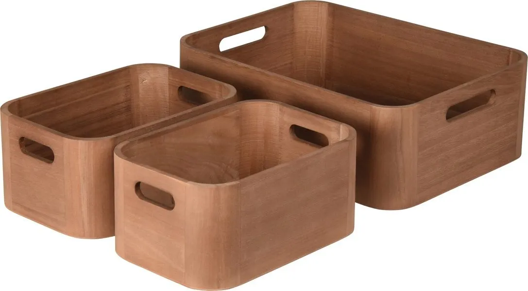 Wood Storage Boxes 1 x Large 36x26x12, 2 x Small 24x16x10.5 - 3-Piece