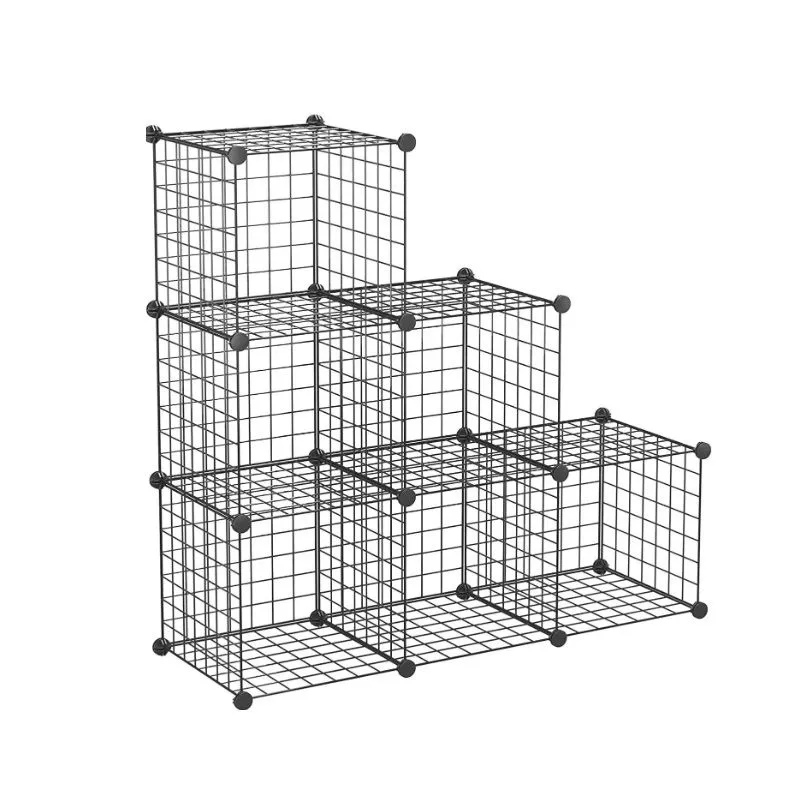 Metal Wire Grid 6 Cube Home Bookcase Closet Storage Shelve Mesh Organizer