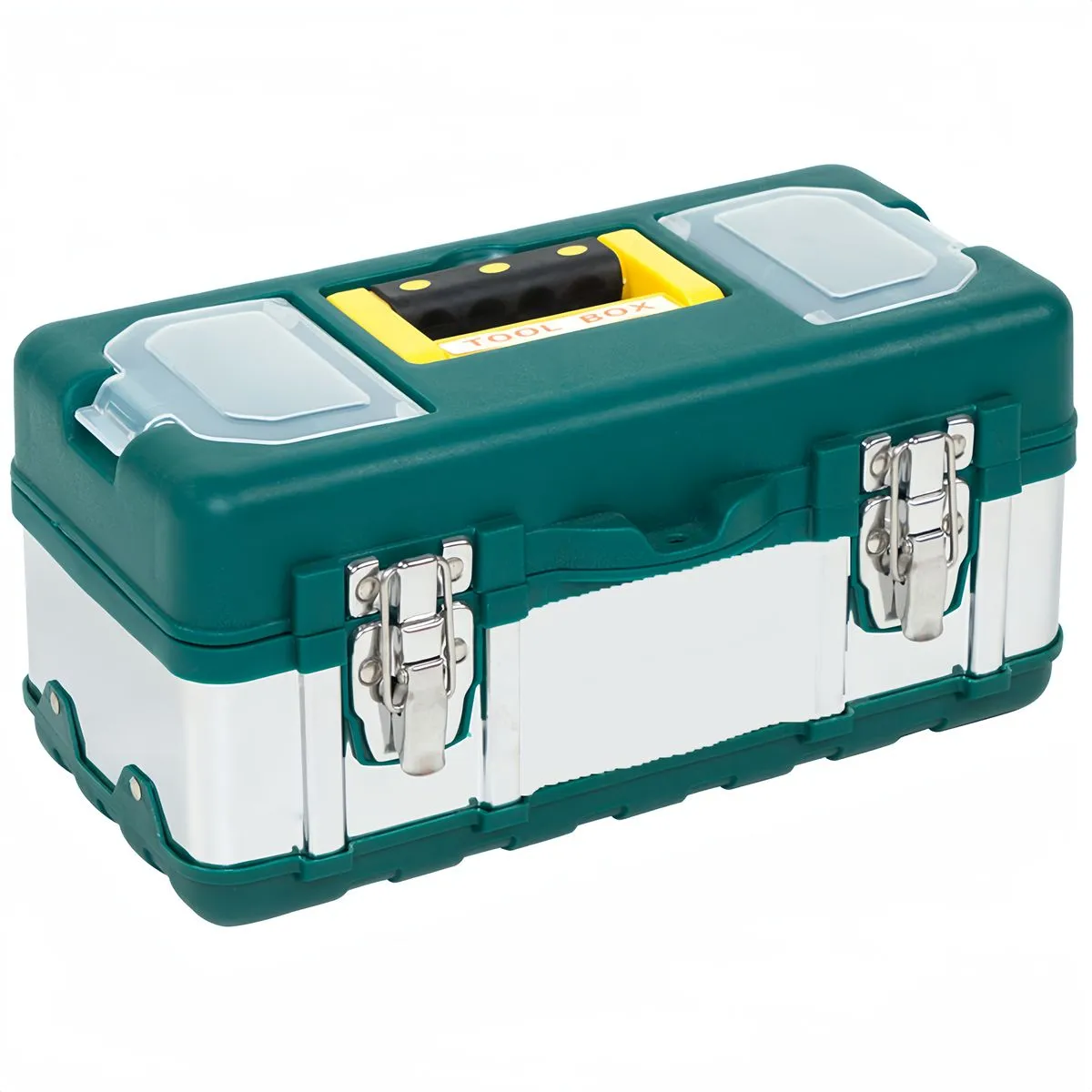 Tool Stainless Steel Tool Box 17" Small Metal Organizer Box Tool Tray - Green