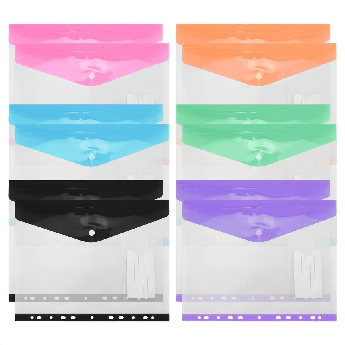 12Pack A4 Plastic File Folder For A4 Folders With Closure& Pocket
