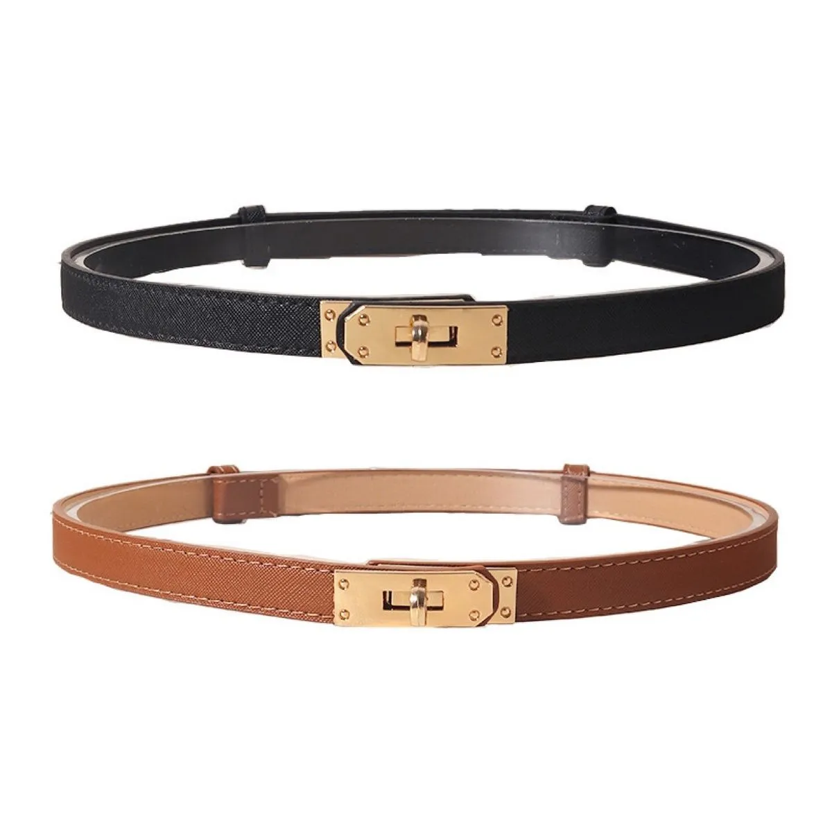 2 piece Women's Skinny Leather Belt Waist Belt Fashion Ladies Belt
