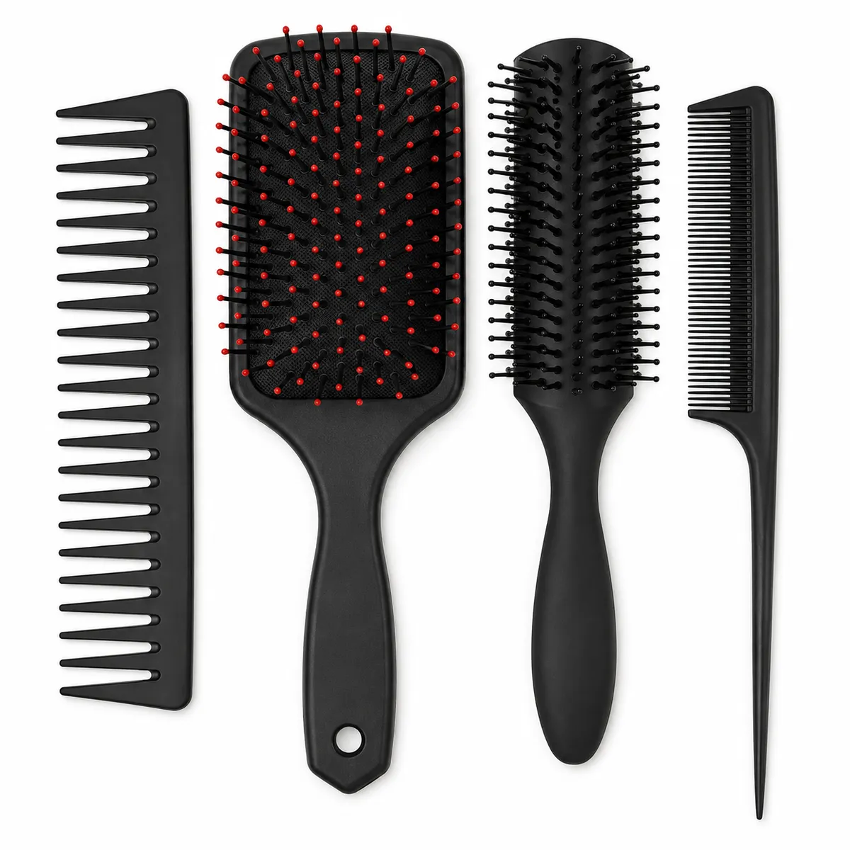 4 Piece Hair Brush Set for Women and Men Fiber Comb Paddle Detangling Brush