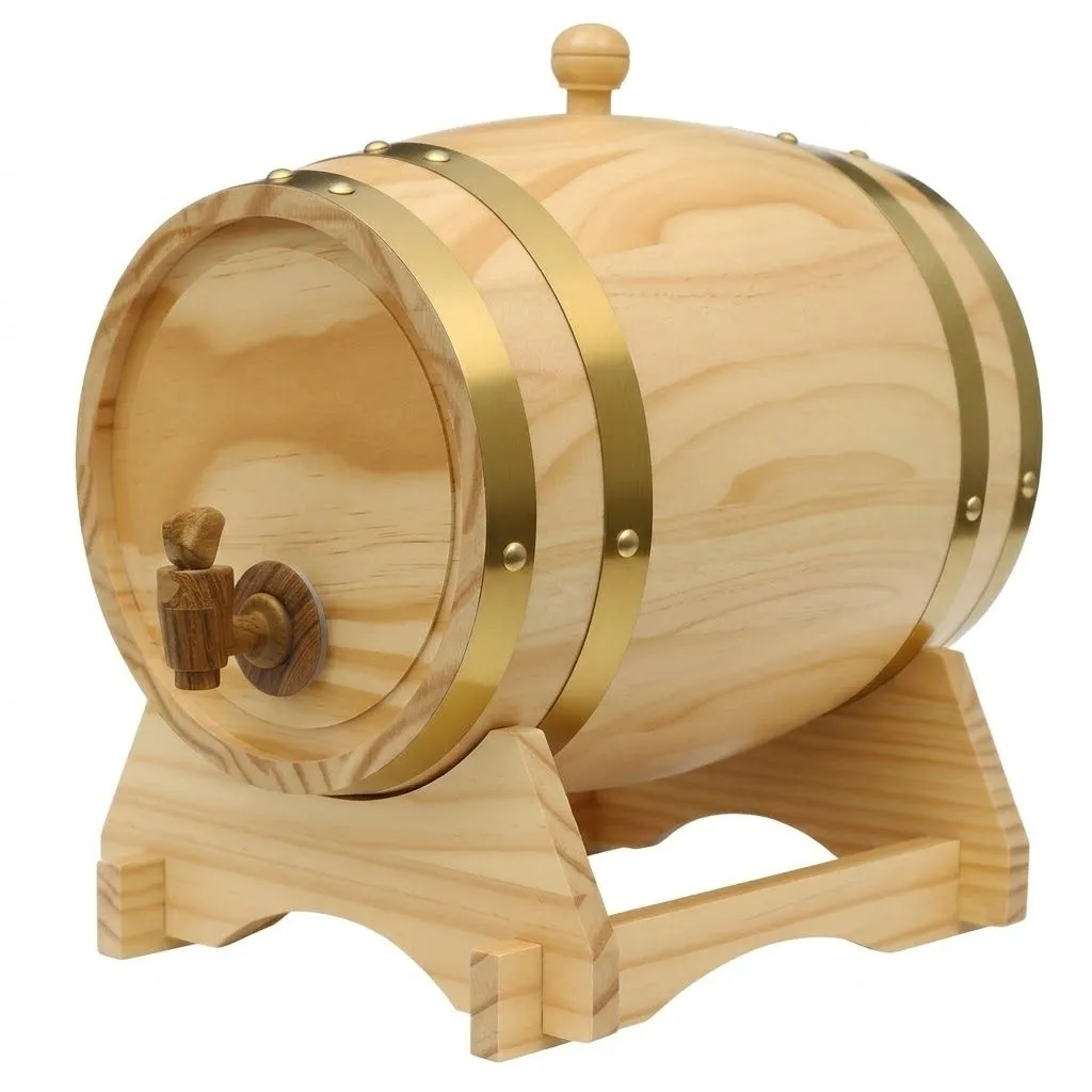 5L Wooden Wine Barrel with Stand - Whiskey Aging Cask & Liquor Dispenser