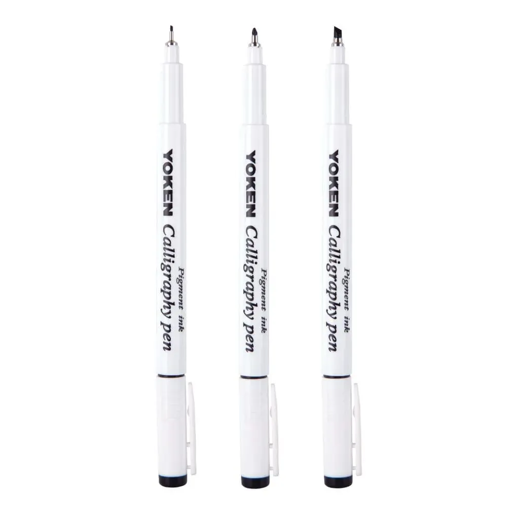 Yoken Lettering Pen Set for Calligraphy - Black Ink Set of 3