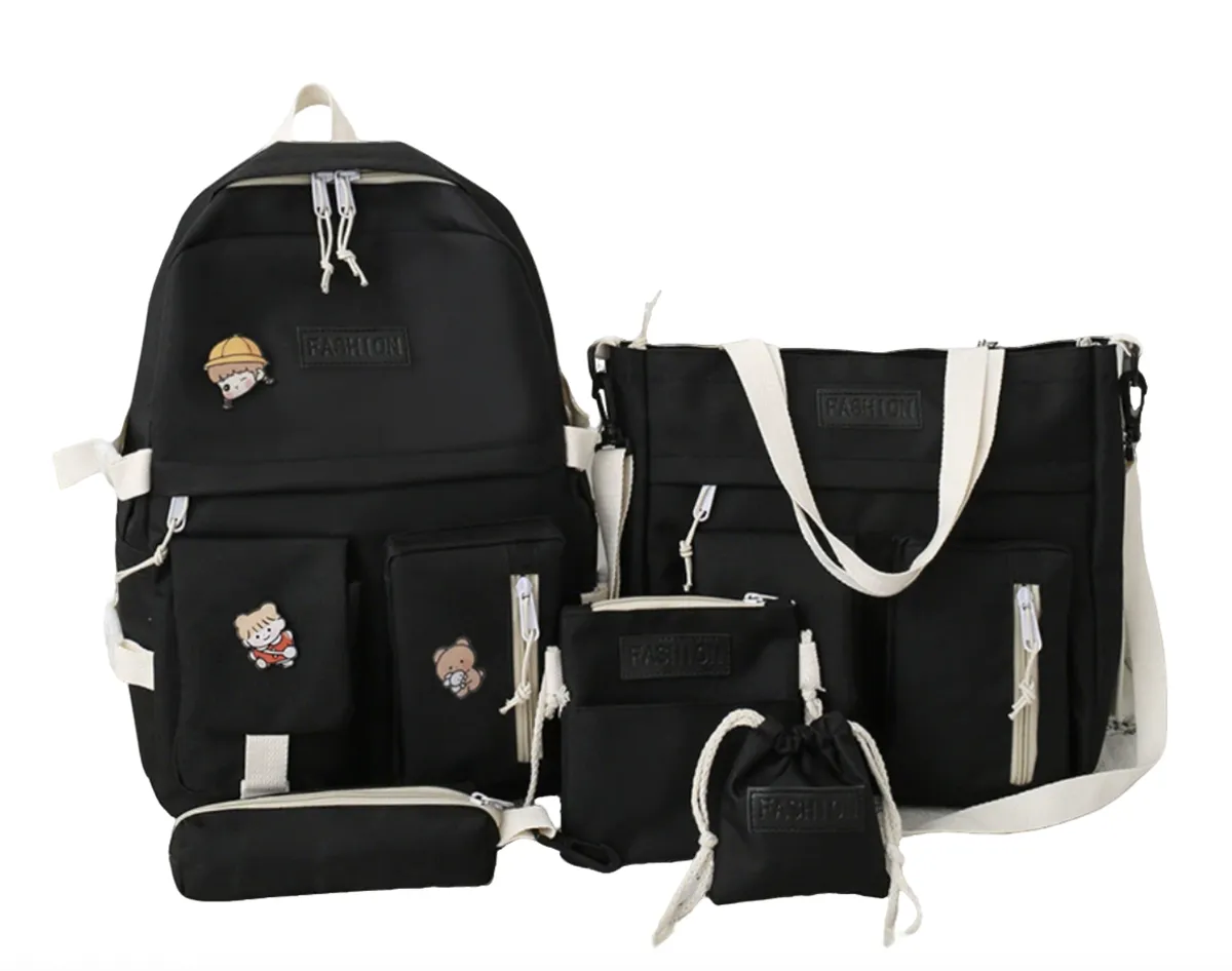 Backpack Teenage Girls High School Backpacks Student Shoulder Bag Schoolbag - Black