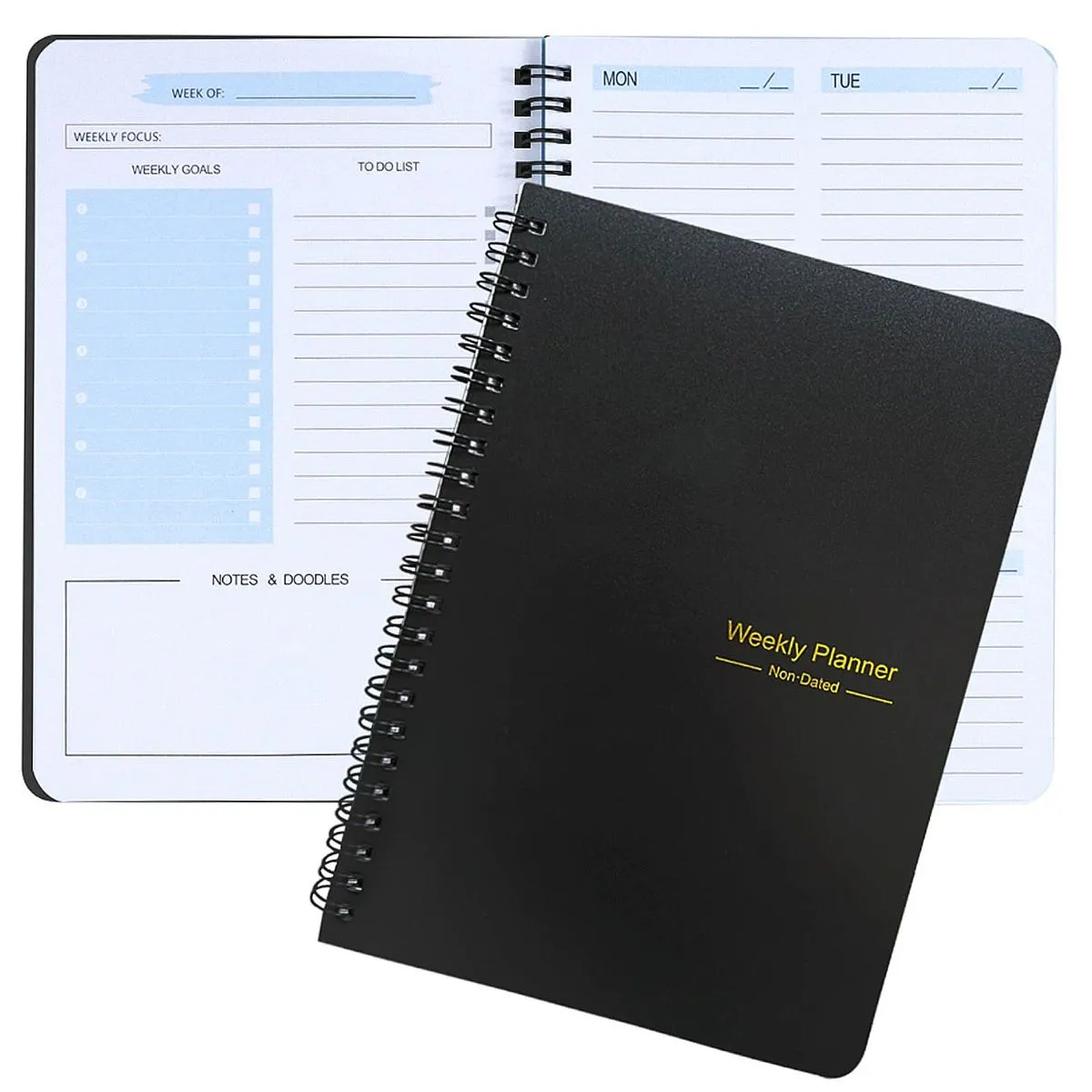 A5 Weekly Planner with Spiral Binding - Black