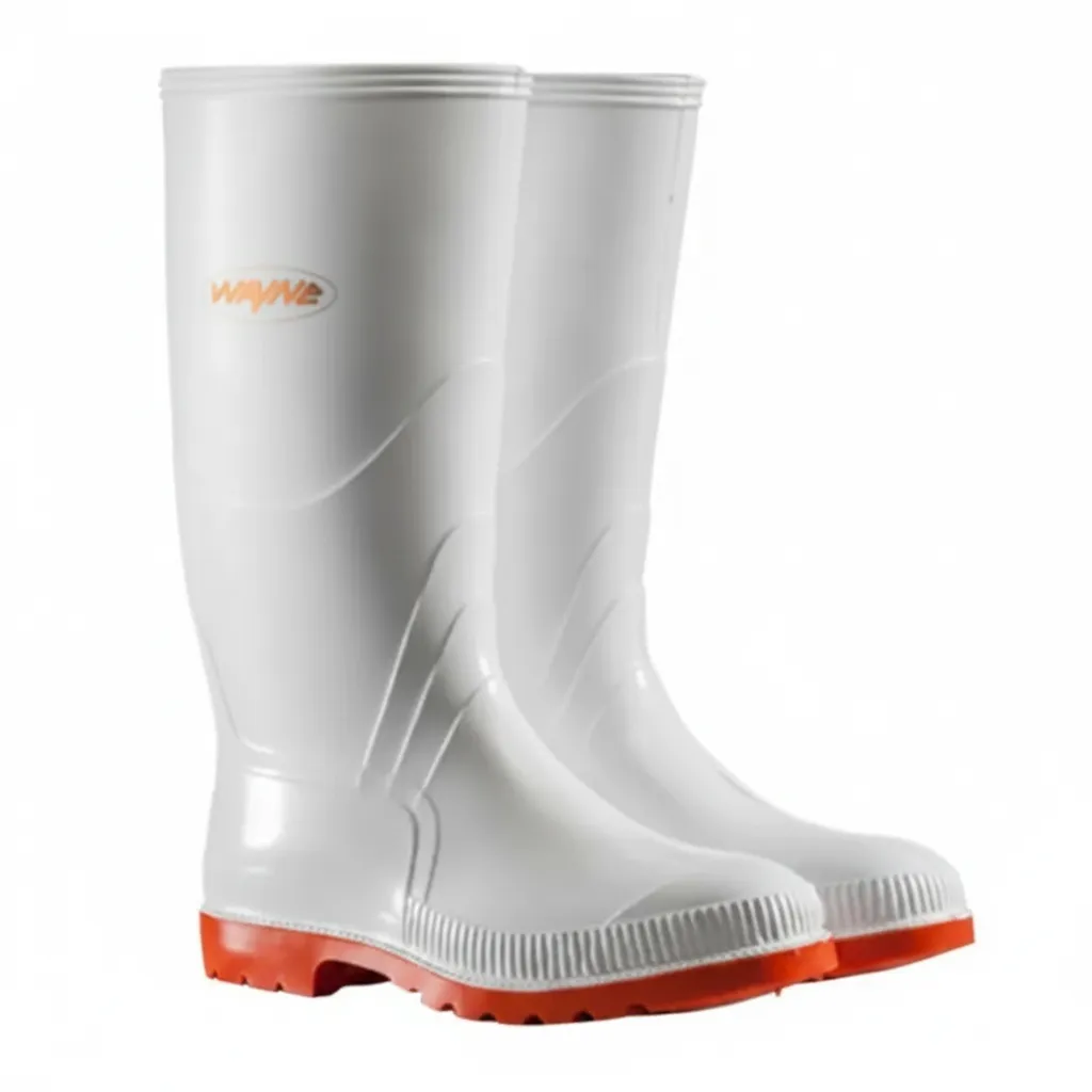 Gumboots Men's Knee-High Waterproof Boots White/Red S6 - 2 Pack