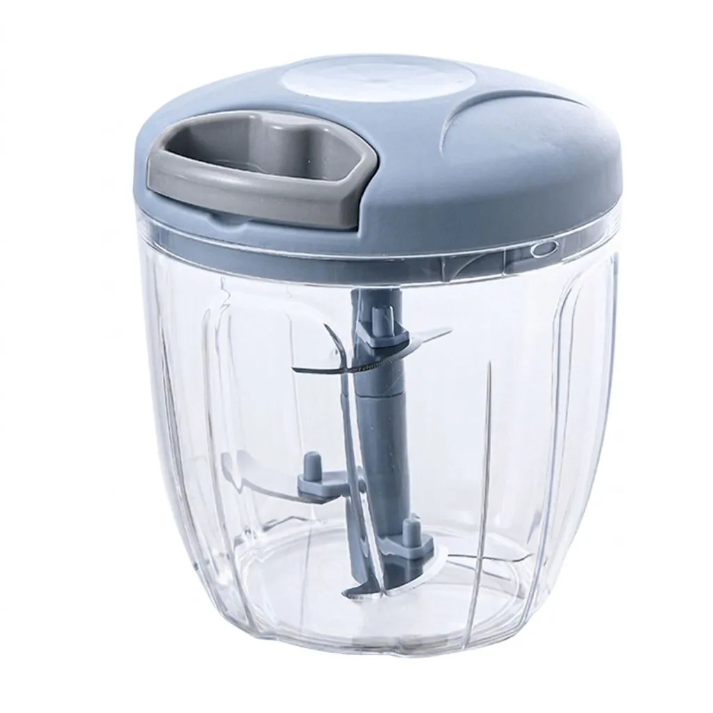 900ml Durable Stainless Steel & Plastic Constructed Manual Food Chopper - Blue