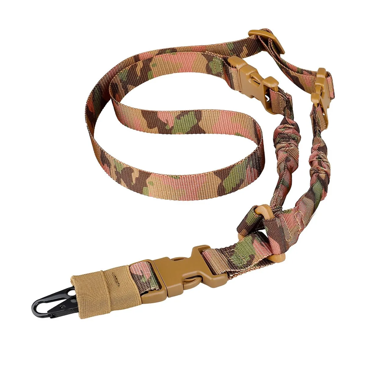 Adjustable Single Point Tactical Combat Rifle Sling for Outdoor Hunting - CP