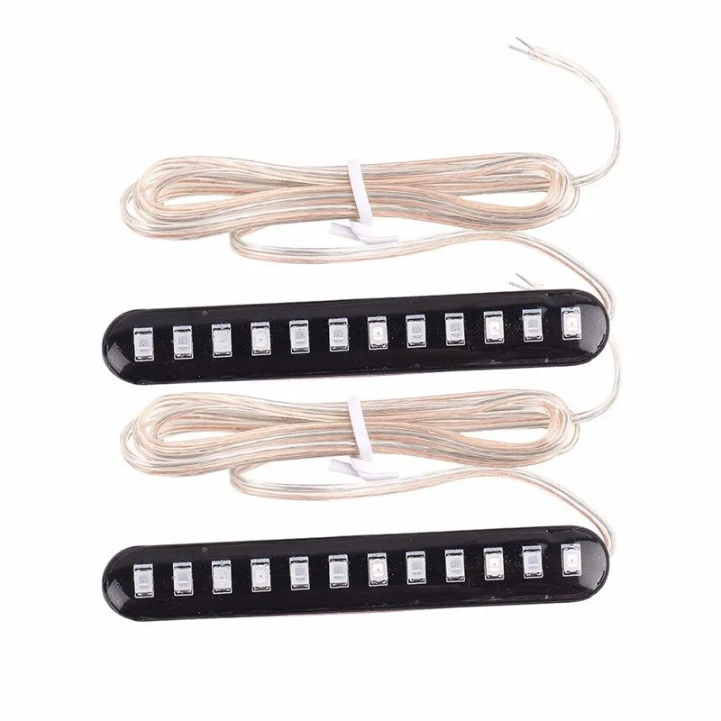 2Pieces Car Motorcycle Flowing Brake Lights 12 Led Turn Signals Strip