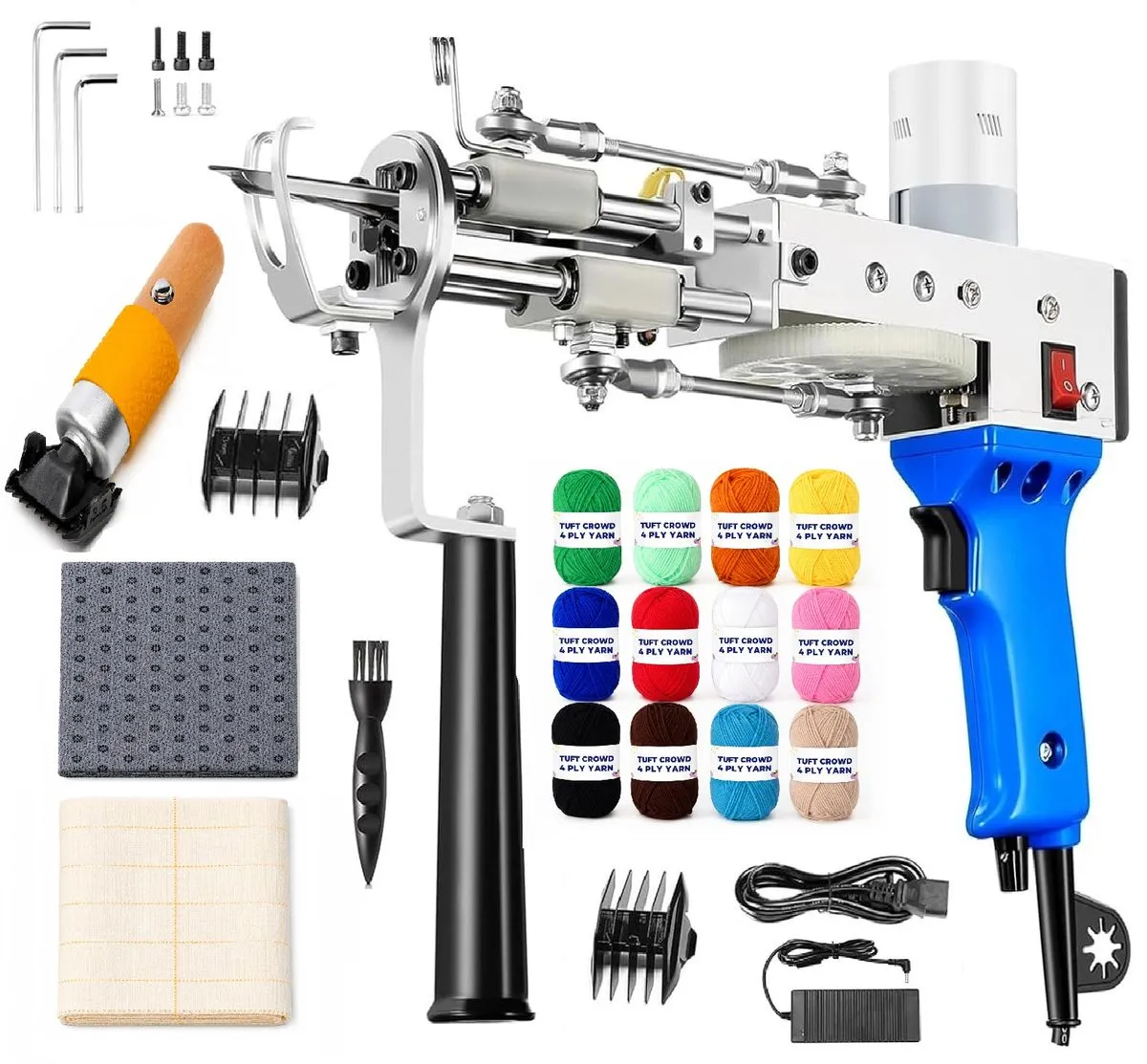 TuftCrowd - Starter Tuft Kit - Tufting Gun /Yarn/Tufting Fabric - DIY Rug