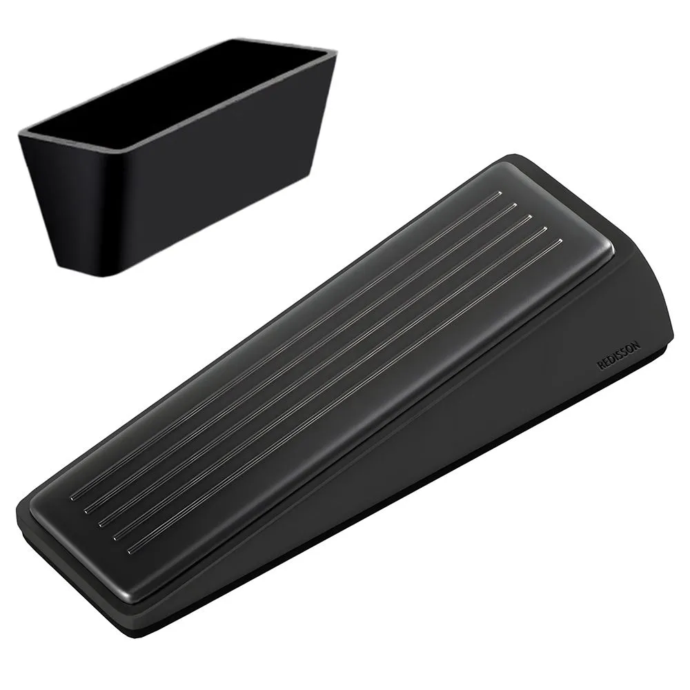 Heavy Duty Door Stop Wedge, Metal Doorstops for All Floor Surfaces - Black