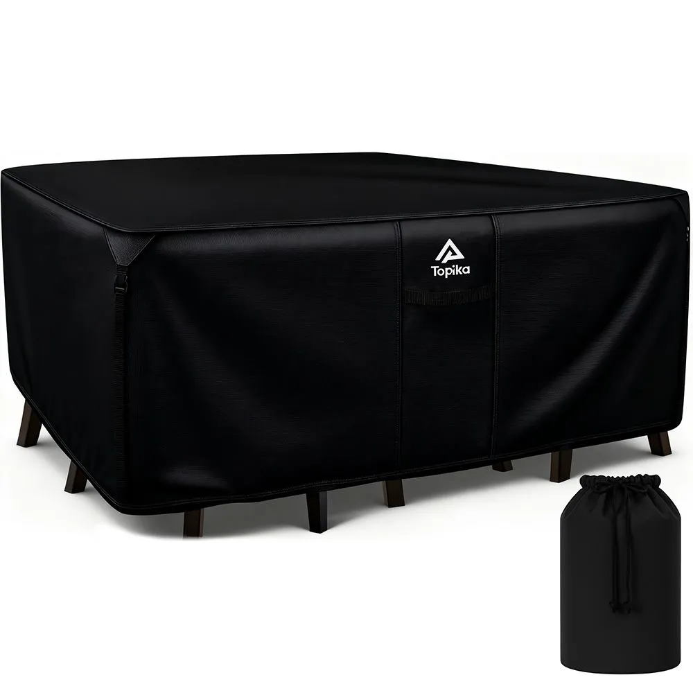 Topika Patio Furniture Cover Waterproof 600D Canvas Outdoor Table Cover - Black