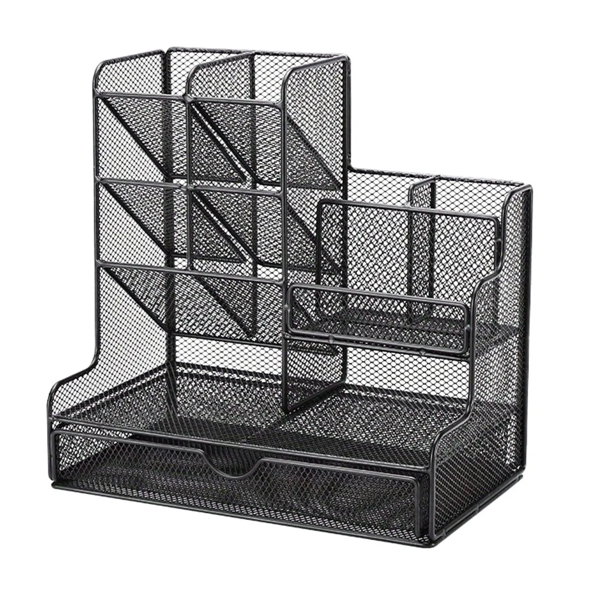 MIkaco Iron Desktop Stationery Compartment Organizer with Drawer