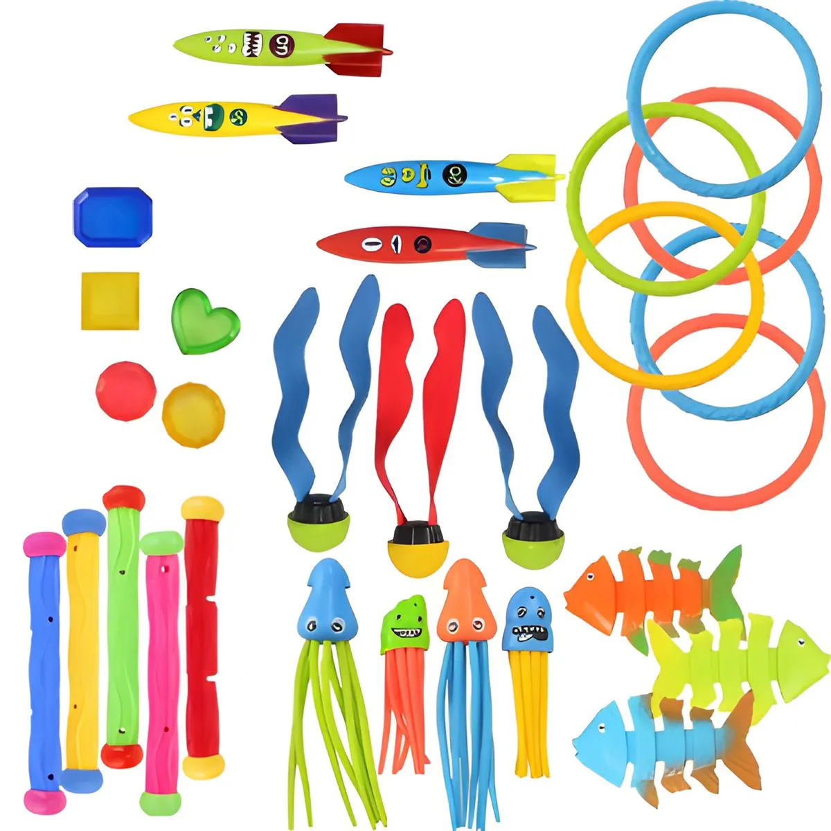30-Piece Kids Diving Toy Set, Pool Toy Set, Water Toys with Storage Bag
