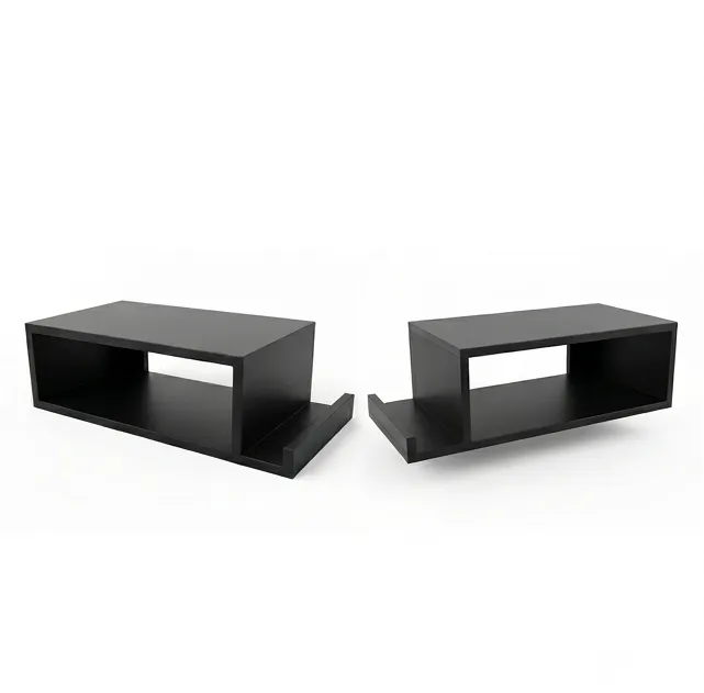 Floating Bedside Table Shelf Set - Left & Right Side Shelves - Black