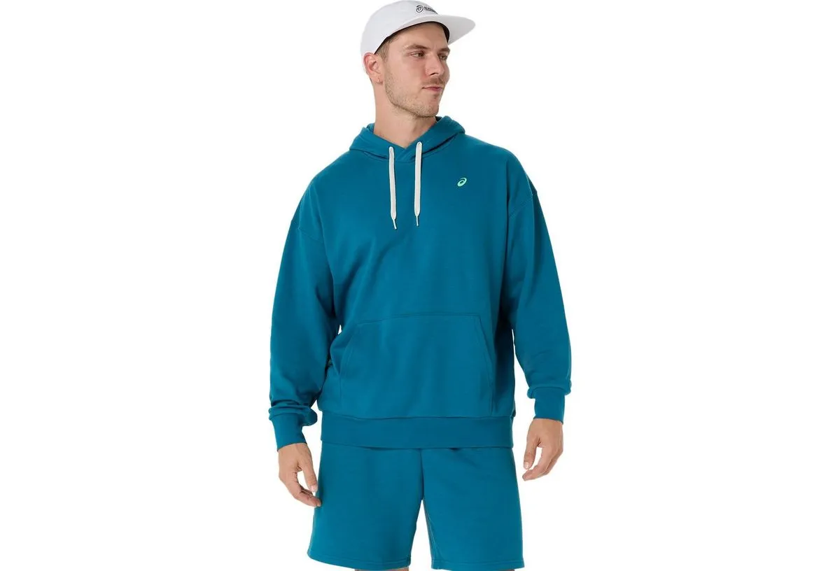 Asics Men's French Terry Relaxed Pullover Hoodie - Dark Teal