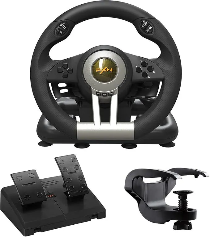Racing Steering Wheel with Pedals