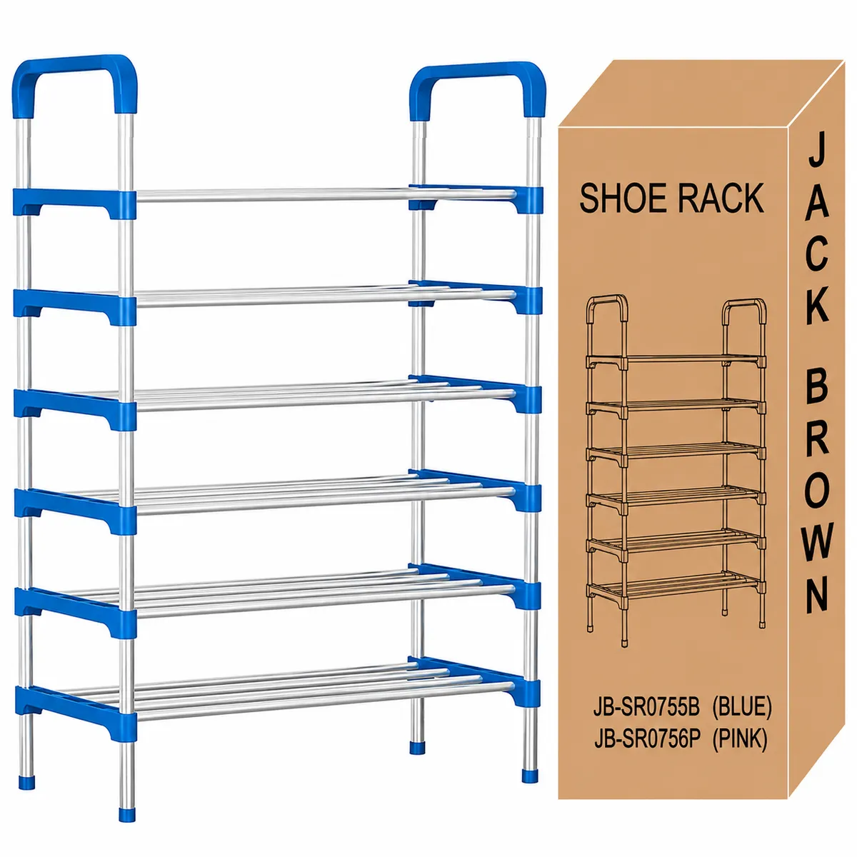 Jack Brown 6 Layer Shoe Storage Organizer Rack - Blue